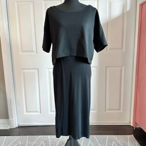 Forever 21 Black Stretch Dress with Attached Oversized Textured Top